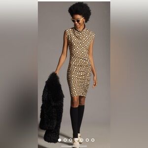 NWT Anthropologie size S The Maya ruched cowl neck printed dress